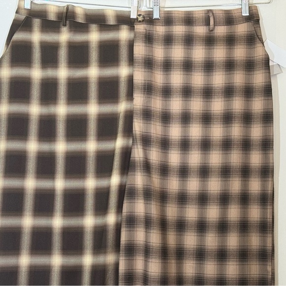 New BP. Plaid Mix Wide Legs Pants in Brown Ombré Plaid Combo - Picture 4 of 14